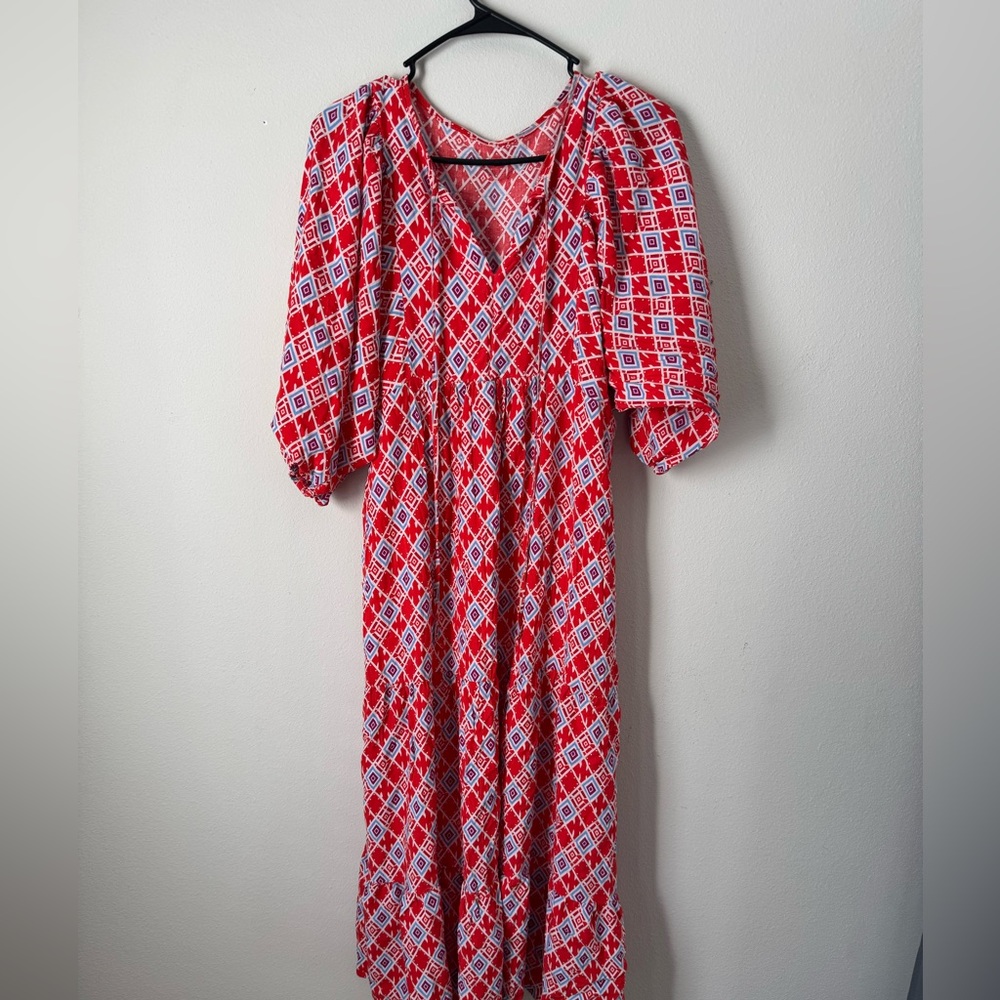 Orange and Blue Maxi Dress